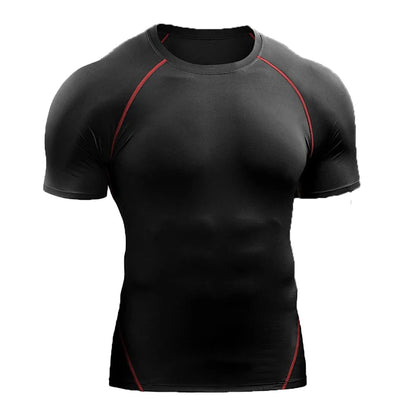 2025 Compression T Shirt Men Summer Sportswear Running T-Shirt Elastic Quick Dry Sport Tops Tee Athletic Gym Workout Shirts Men
