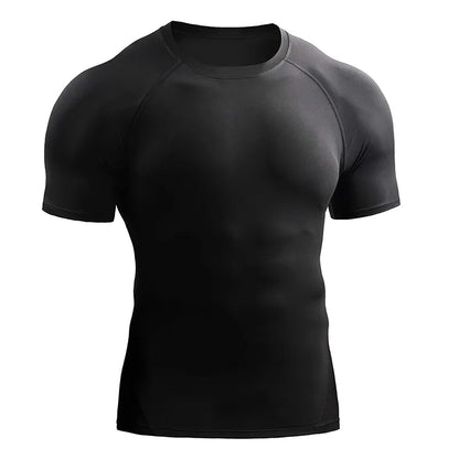 2025 Compression T Shirt Men Summer Sportswear Running T-Shirt Elastic Quick Dry Sport Tops Tee Athletic Gym Workout Shirts Men