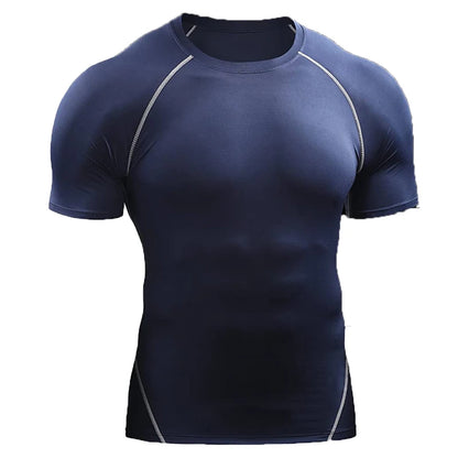 2025 Compression T Shirt Men Summer Sportswear Running T-Shirt Elastic Quick Dry Sport Tops Tee Athletic Gym Workout Shirts Men